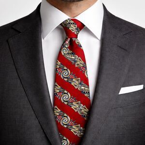 Evan-Picone 100% Silk Tie Red Paisley Vintage Men’s Necktie Wide 3.75”